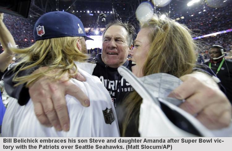 Parent-Child Kiss, Bill Belichick Embraces son Steve and daughter Amanda