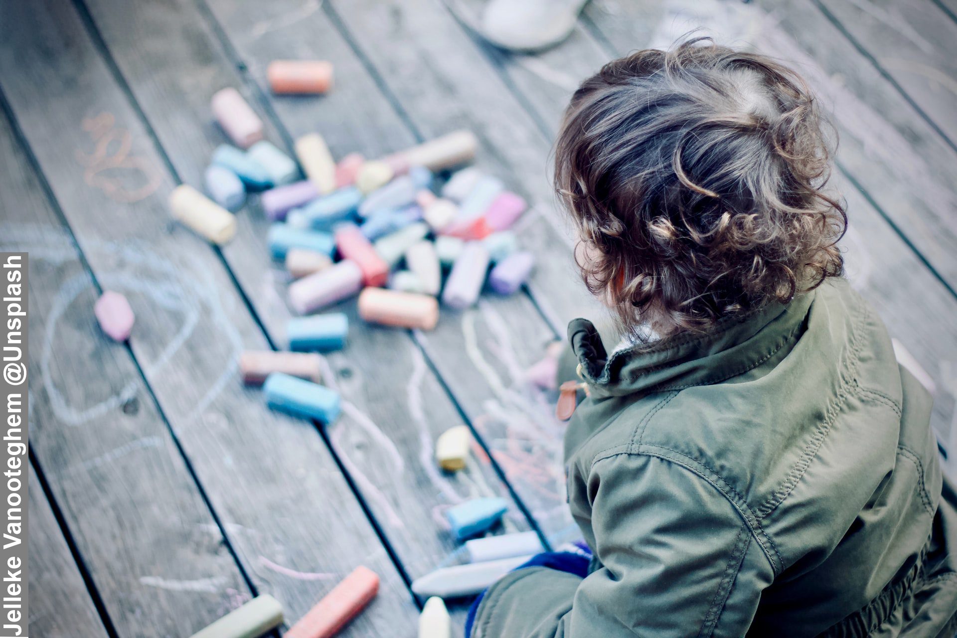 Youn Child Learning Playing with Chalk