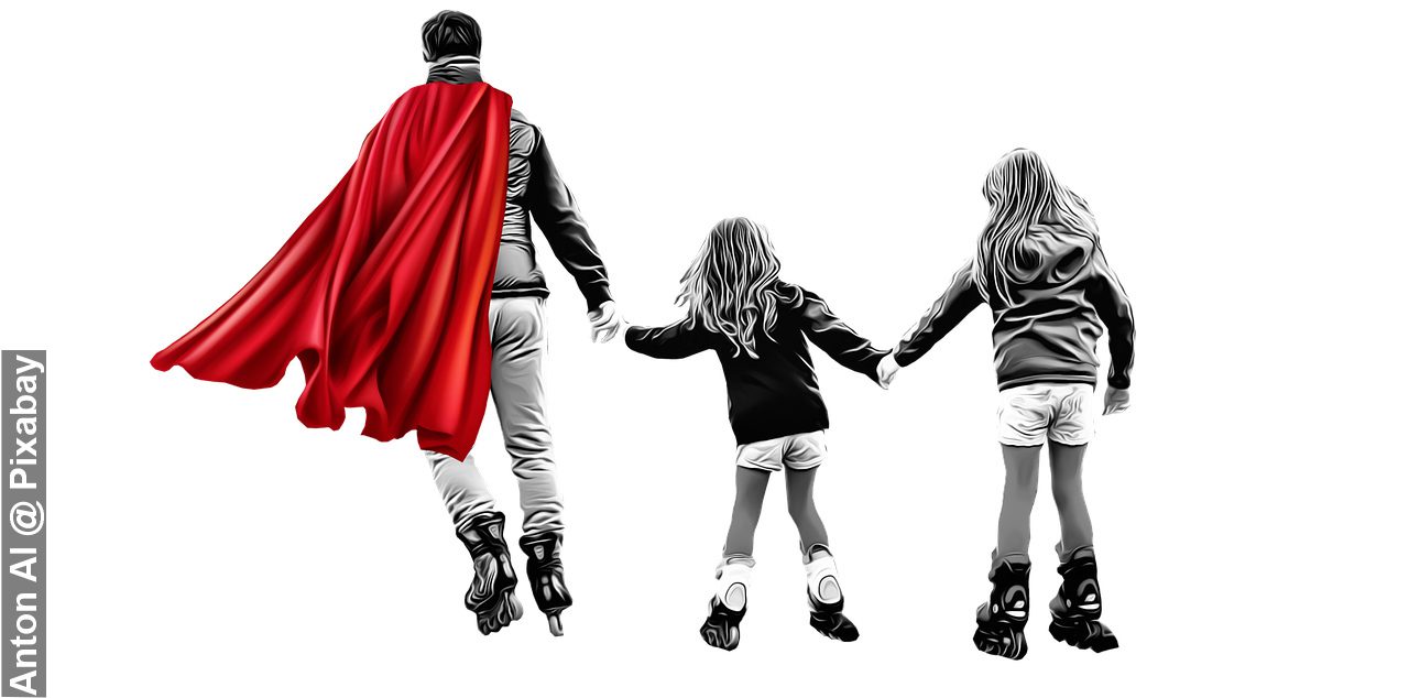 Facts about fathers we are superman father with two girls on skates
