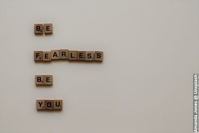 Perfectionism in a relationship, be fearless be you, written with words on blocks