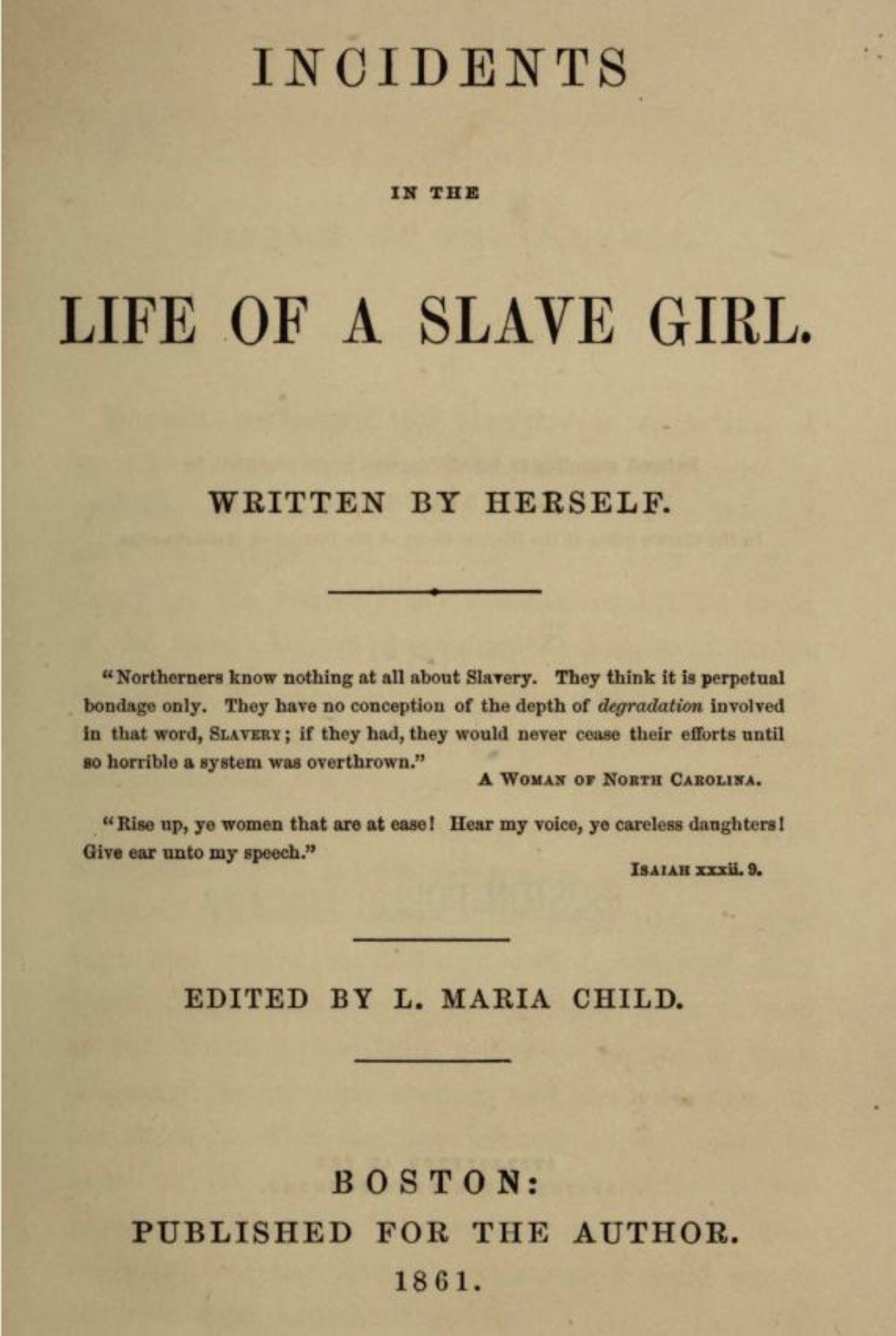 The original book copy of Incidents in the Life of a Slave Girl