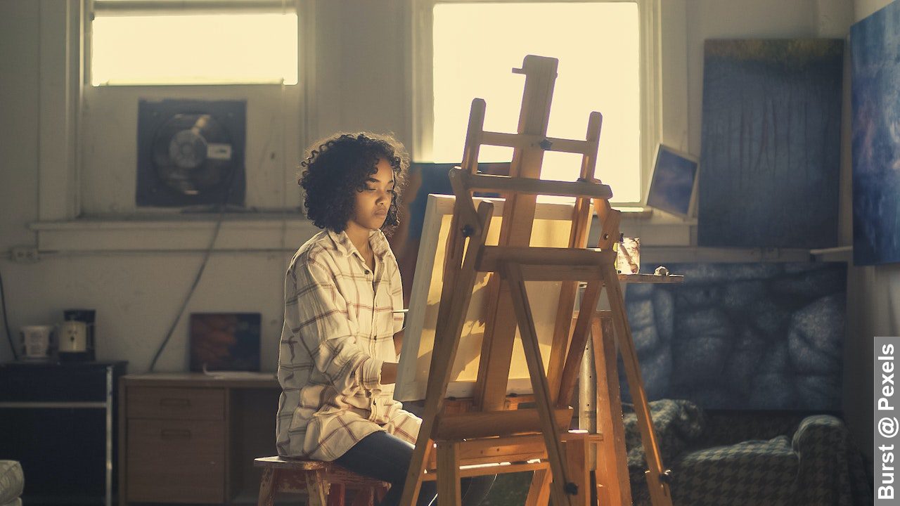 Pursuing Your Passions, a Photo of Woman Painting in Brown Wooden Easel in a room at home