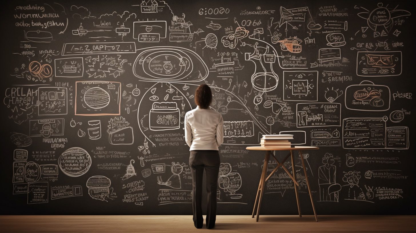Change Your Mindset, a person drawing a path to their goals on a chalkboard