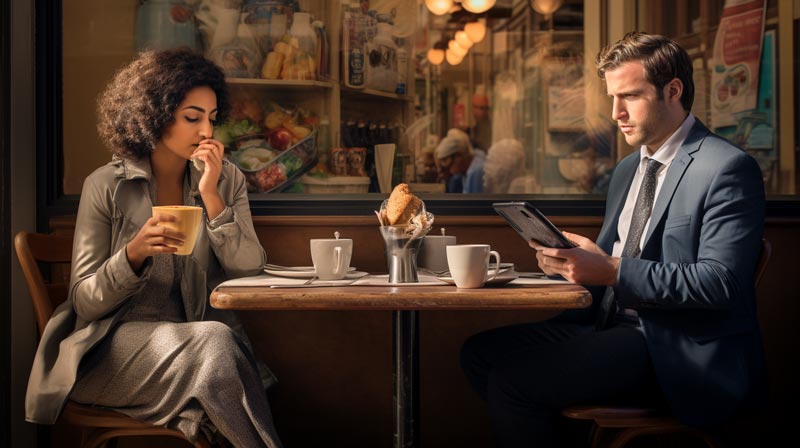 A visual metaphor for the feeling of being ignored in a conversation, with a single person's words dissipating into the air