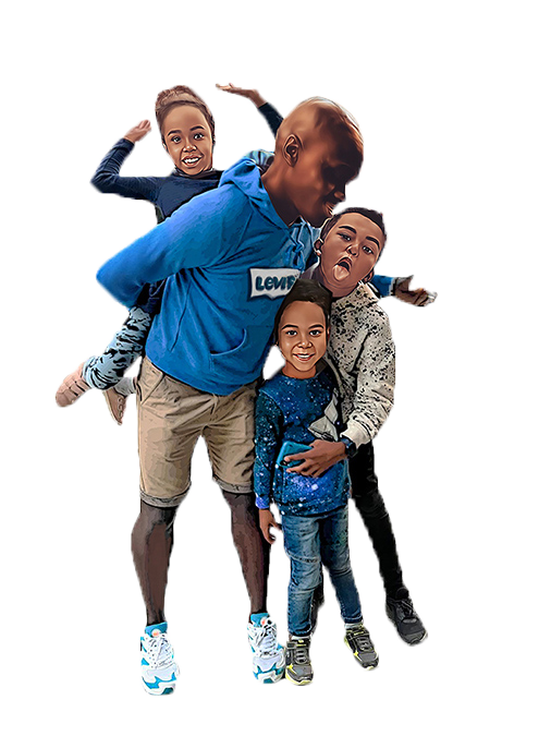 Family Bonding Moment Family Bonding Moment, a joyful family portrait with playful graphics. Family image of Nursing Daddy dad and kids.