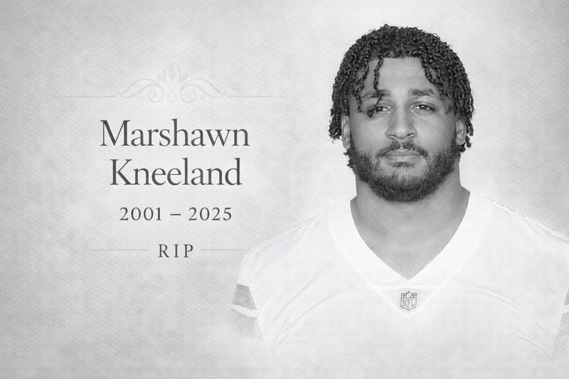 Memorial portrait of Marshawn Kneeland against a soft grey textured background with his name, the years 2001–2025, and RIP, reflecting pain, loss, and powerlessness.
